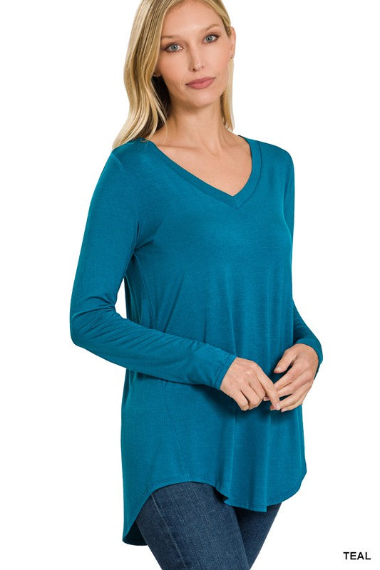 Luxe Long Sleeve V-neck- Final Sale
